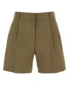 Prada Cotton Shorts With Back Pockets And Front Pleats In Brown