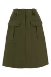 Prada Army Green Cotton Skirt In Green