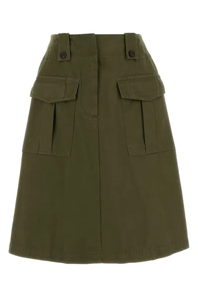 Prada Army Green Cotton Skirt