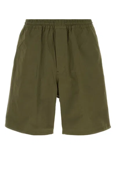 Prada Poplin Bermuda Shorts Featuring Back Pockets In Green