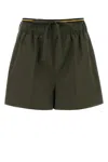 Prada Double Layer Elastic Shorts In Green