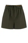 Prada Double Layer Elastic Shorts In Green