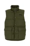 Prada Piumino Smanicato In Re-nylon Verde Militare Uomo In Green