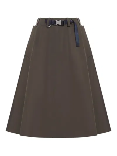 Prada Technical Fabric Circle Skirt In Brown