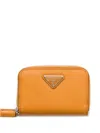 Prada Around-zip Logo Wallet In Yellow