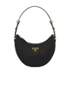Prada Arqué Re-nylon And Brushed Leather Shoulder Bag In Black