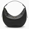 Prada Rounded Shoulder Bag With Gold-tone Hardware In Nero