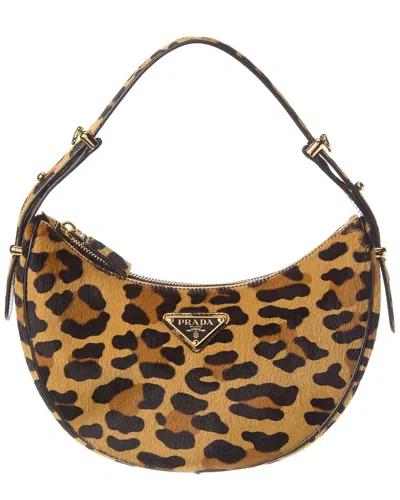 Prada Arque Haircalf Hobo Bag In Brown