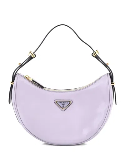 Pre-owned Prada Arque Half Moon Leather Small Hobo Bag In Purple
