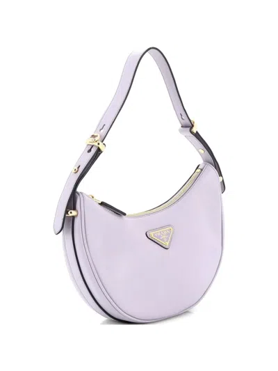 Pre-owned Prada Arque Half Moon Leather Small Hobo Bag In Purple