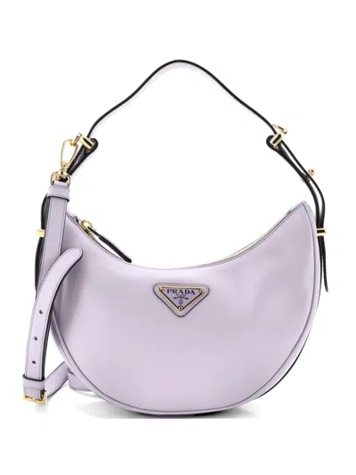 Pre-owned Prada Arque Half Moon Leather Small Hobo Bag In Purple