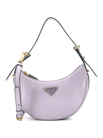 Pre-owned Prada Arque Half Moon Leather Small Hobo Bag In Purple