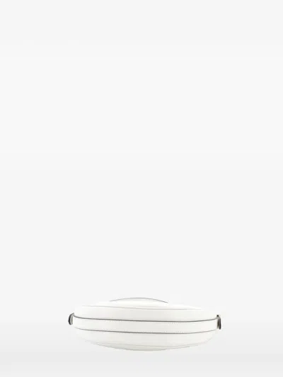 Pre-owned Prada Arque Half Moon Leather Small Hobo Bag In White