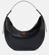 Prada Rounded Shoulder Bag With Gold-tone Hardware In Black
