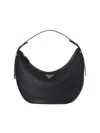 Prada Rounded Shoulder Bag With Gold-tone Hardware In Black