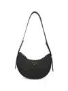 Prada Leather Shoulder Bag Curved Shape Strap In Black