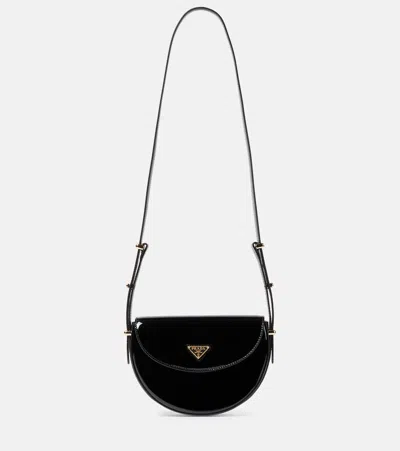 Prada Arqué Leather Shoulder Bag In Black
