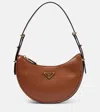 Prada Cognac Arqu Small Shoulder Bag In Tan