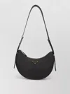 Prada Leather Shoulder Bag Curved Shape Strap In Black