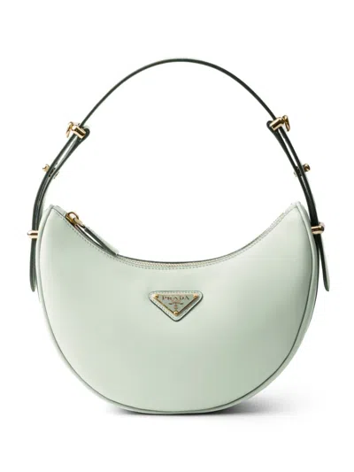 Prada Arqué Leather Shoulder Bag In Green