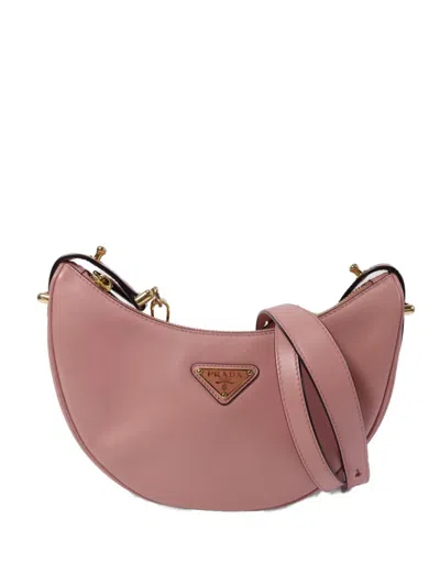 Pre-owned Prada Arqué Leather Shoulder Bag In Pink