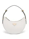 Prada Shoulder Bag With Adjustable Strap And Curved Silhouette In White