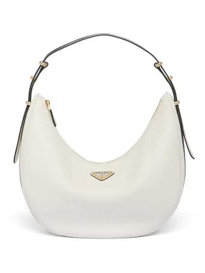 Prada Arqué Leather Shoulder Bag In White