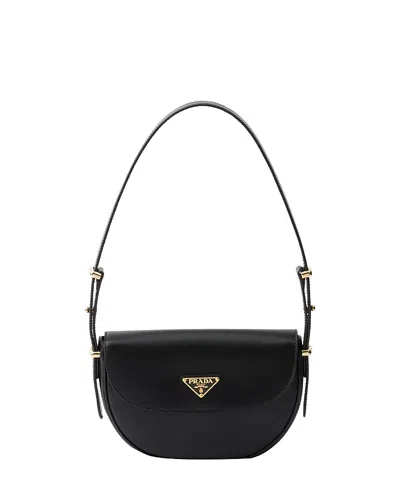 PRADA ARQUE LEATHER SHOULDER BAG WITH FLAP