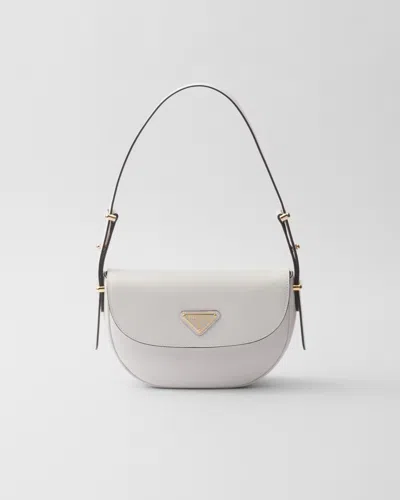 Prada Arqué Leather Shoulder Bag With Flap In White
