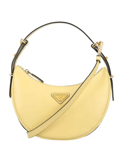 Prada Arque Leather Shoulder Bag In Yellow