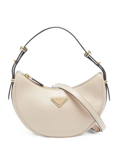 Pre-owned Prada Arque Leather Tote Bag In Neutrals