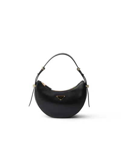 Prada Arqué Mini-schultertasche Aus Leder In Black