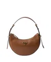 Prada Arque Mini Leather Shoulder Bag In Brown