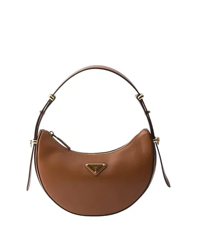 Prada Arque Mini Leather Shoulder Bag In Brown