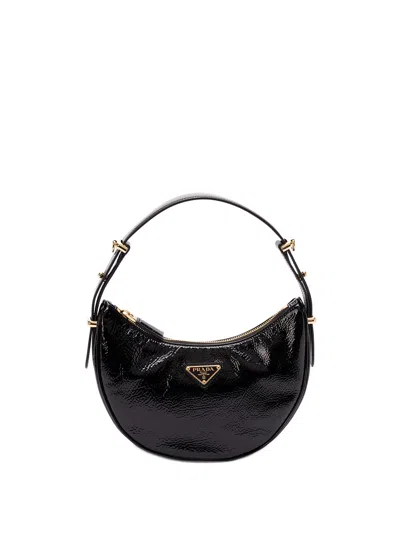 Prada Arqué Shoulder Bag In Naplak Patent Leather In Black