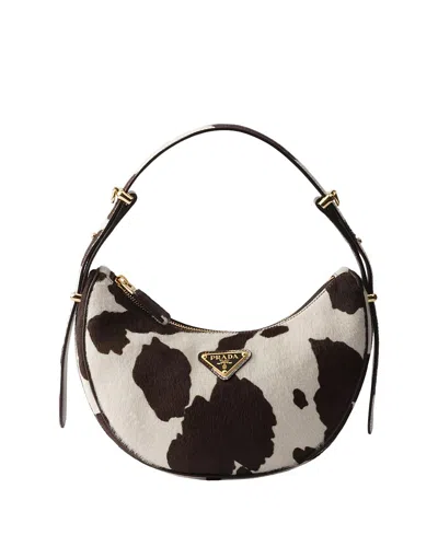 Prada Arque Printed Leather Mini Shoulder Bag In White
