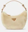 Prada Arqué Shearling Shoulder Bag In White