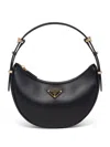 Prada Zip Calf Leather Shoulder Bag In Black
