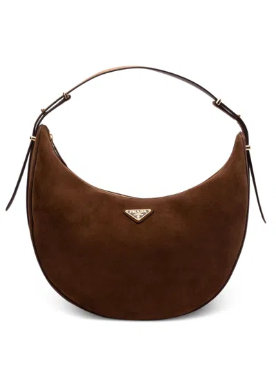 Prada Arqué Shoulder Bag In Braun