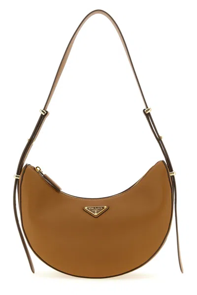 Prada Arqué Calf Leather Shoulder Bag In Brown