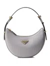 Prada Kleine  Arqué Schultertasche Aus Leder In Gray