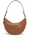 Prada Womens Brown Arqué Brand-plaque Leather Shoulder Bag