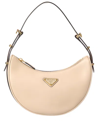 Prada Arque Small Leather Hobo Bag In Neutral