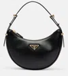 Prada Zip Calf Leather Shoulder Bag In Black