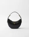 Prada Zip Calf Leather Shoulder Bag In Black