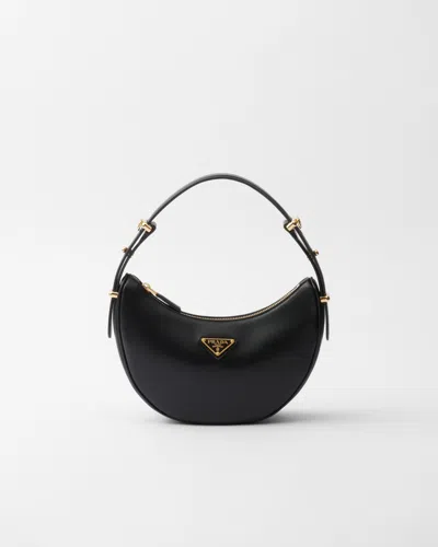 Prada Arqué Small Leather Shoulder Bag In Black