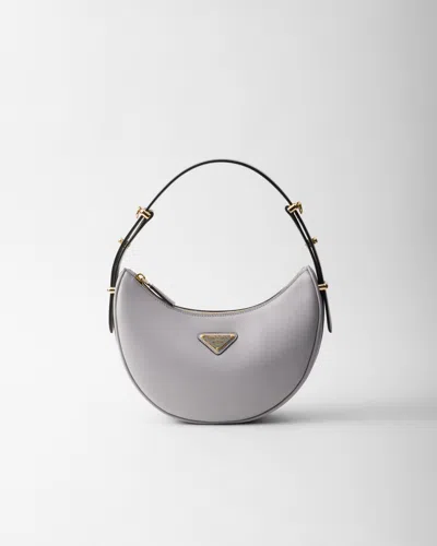 Prada Kleine  Arqué Schultertasche Aus Leder In Granite Gray