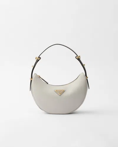 Prada Kleine  Arqué Schultertasche Aus Leder In White