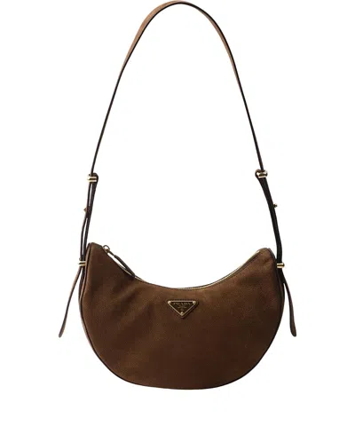 Prada Arque Small Nubuck Leather Bag In Brown