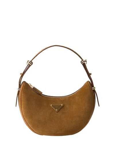 Prada Arque Suede Shoulder Bag